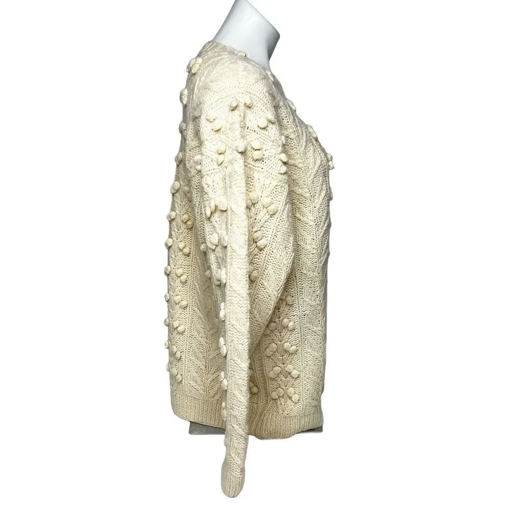 Vintage Frankenmuth Woolen Mill cream colored hand knit crew neck wool sweater s